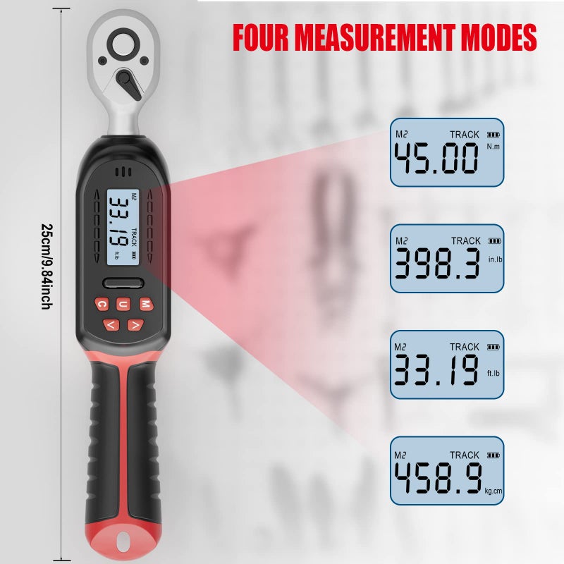 VANPO Digital Torque Wrench 3/8 Inch drive(5-99.5 ft-lbs./6.8-135Nm)  ?2% Torque Accuracy  Electronic Torque Wrench with Preset Value  Buzzer and LED Notification for Automotive Motorcycle & Bicycle - Image 3
